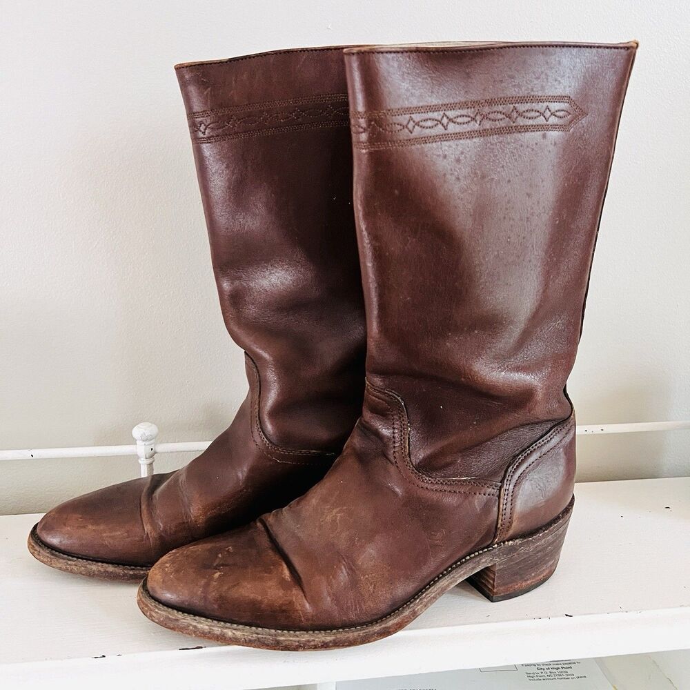 FRYE Mens Campus Boots 2J06008 Brown Leather Pull On 9.5 D Made In USA